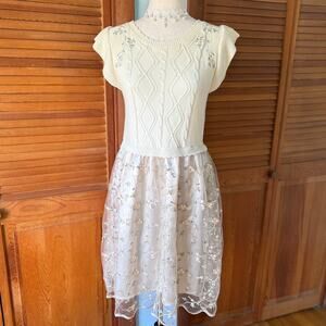 J-fashion Axes Femme Gyaru Fairycore Cottage Ivory Beige Dress M